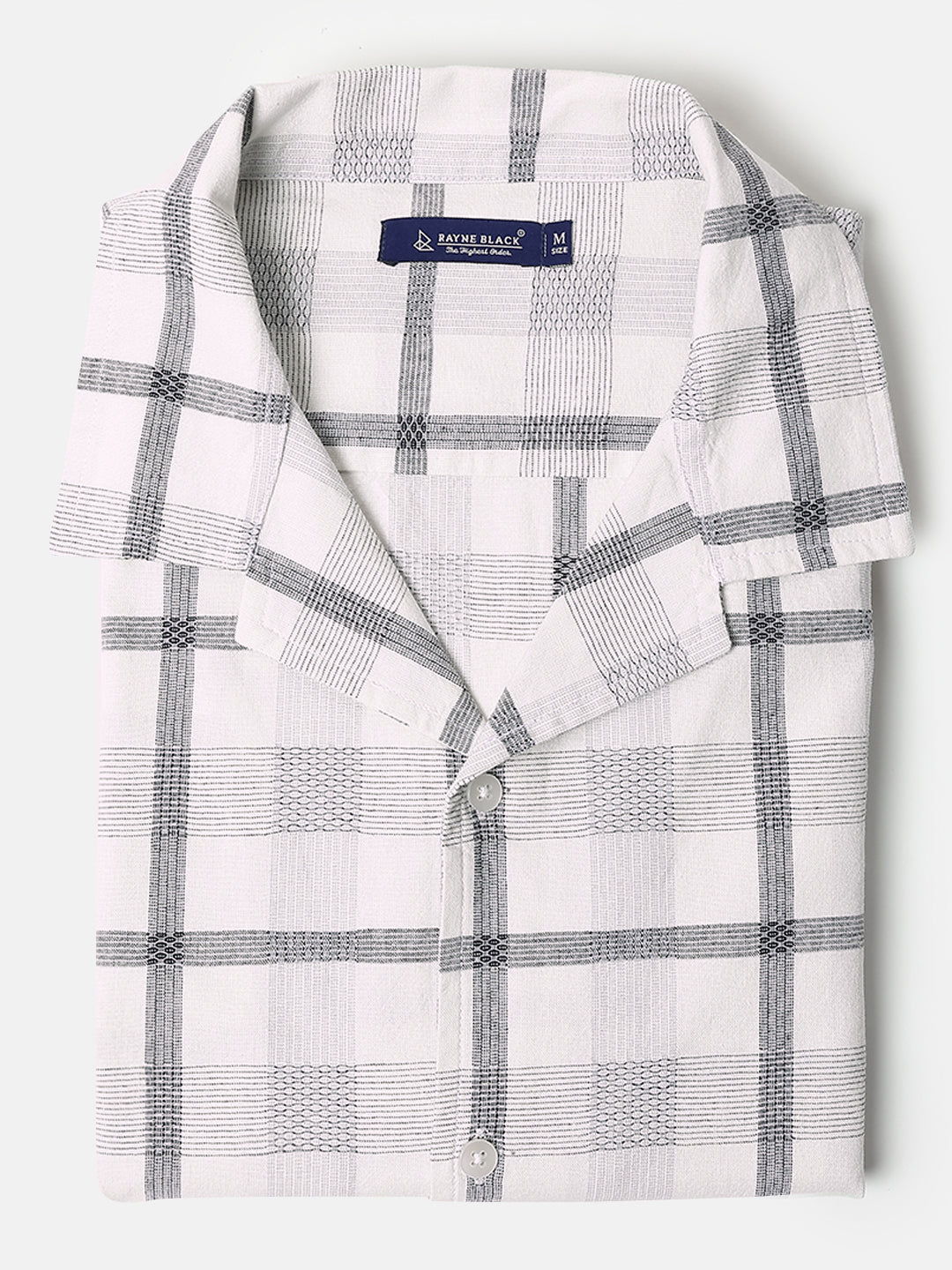 White Short Sleeves Relaxed Fit Checked Shirt