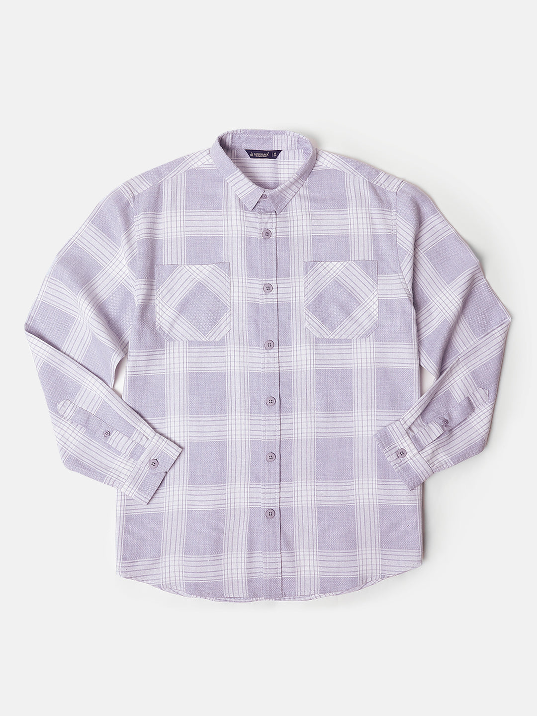 Relaxed Fit Checked Shirt in Dusty Blue