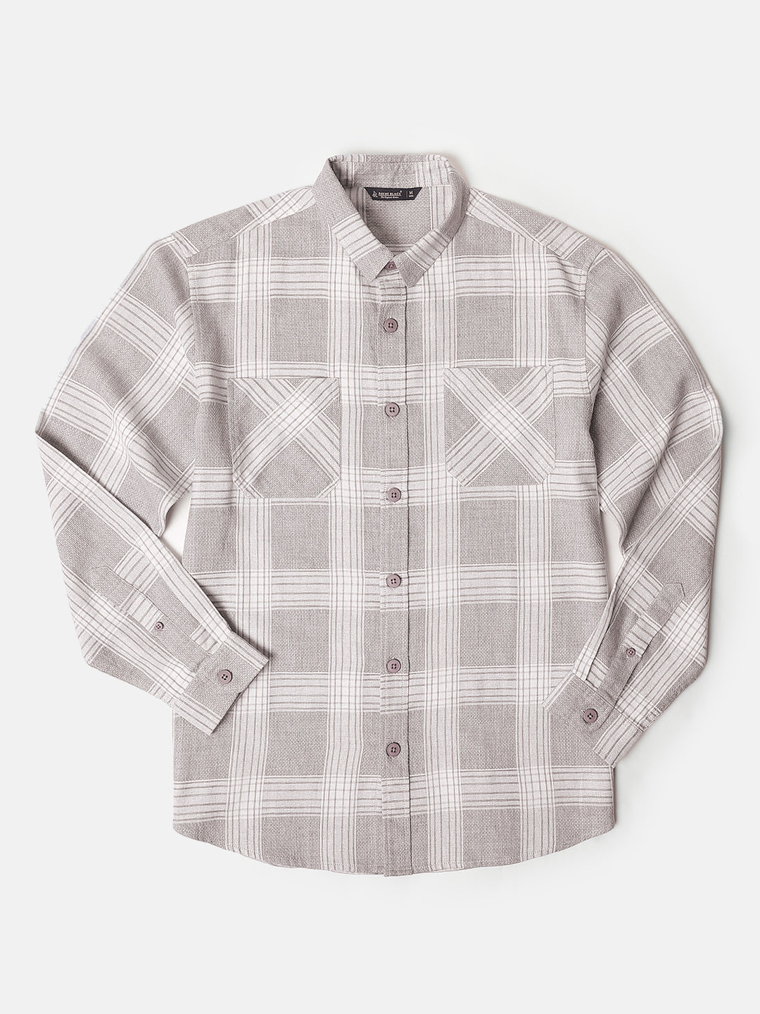 Relaxed Fit Checked Shirt in Dusty Grey
