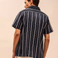 Blue Textured Short Sleeve Cuban Collar Shirts