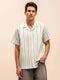 White Textured Short Sleeve Shirts for Men