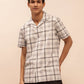 White Short Sleeves Relaxed Fit Checked Shirt