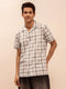 White Short Sleeves Relaxed Fit Checked Shirt