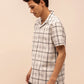 White Short Sleeves Relaxed Fit Checked Shirt