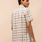 White Short Sleeves Relaxed Fit Checked Shirt