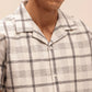 White Short Sleeves Relaxed Fit Checked Shirt