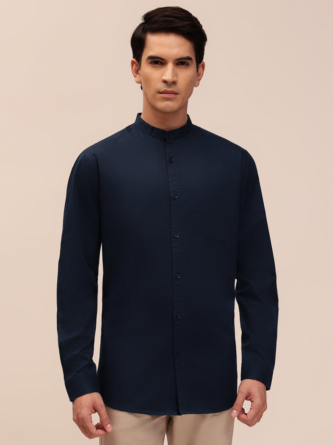 Solid Navy Casual Shirt