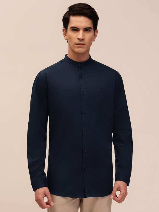 Solid Navy Casual Shirt