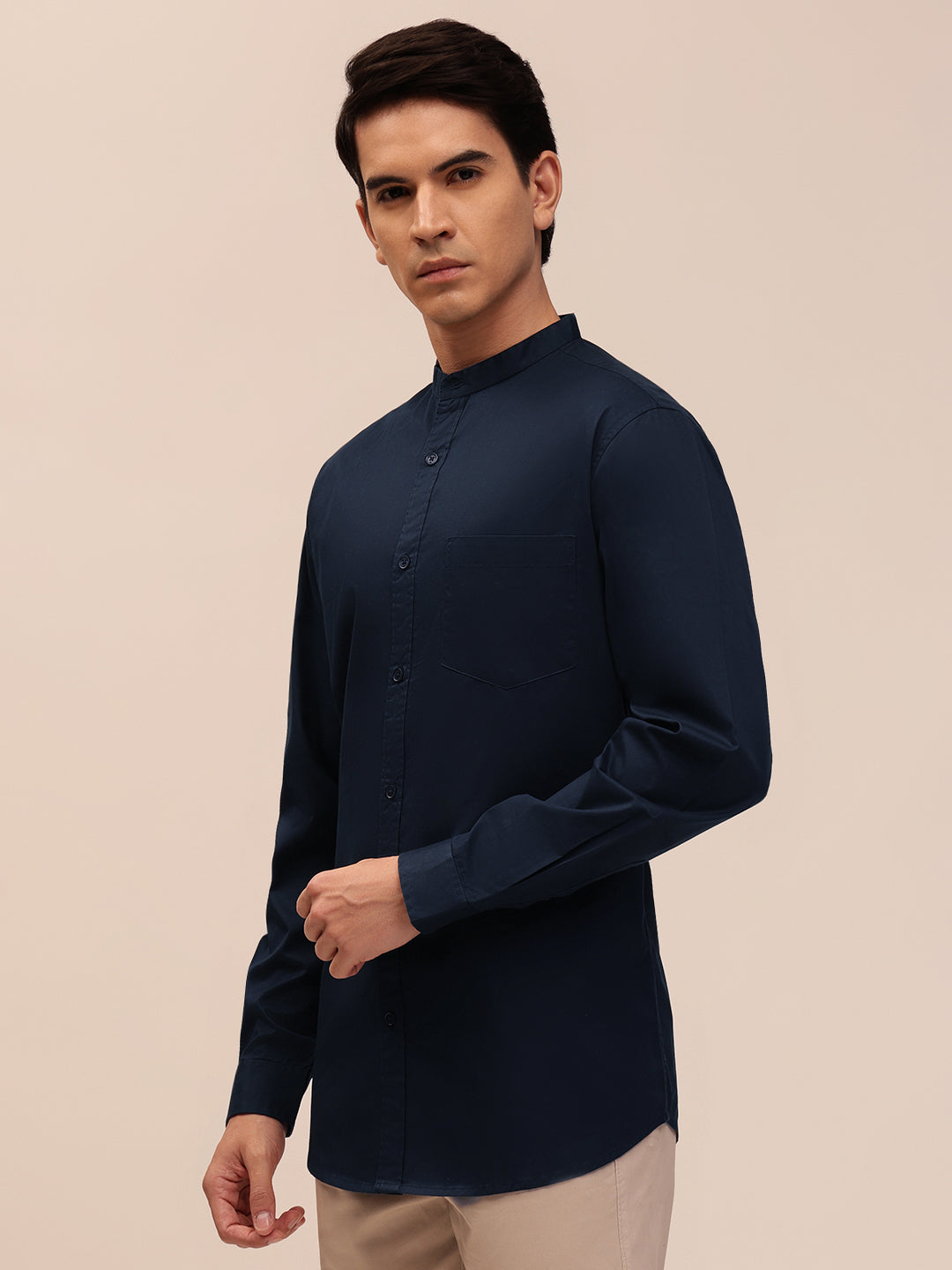 Solid Navy Casual Shirt