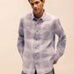Relaxed Fit Checked Shirt in Dusty Blue