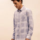Relaxed Fit Checked Shirt in Dusty Blue