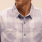Relaxed Fit Checked Shirt in Dusty Blue