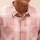 Relaxed Fit Checked Shirt in Dusty Pink