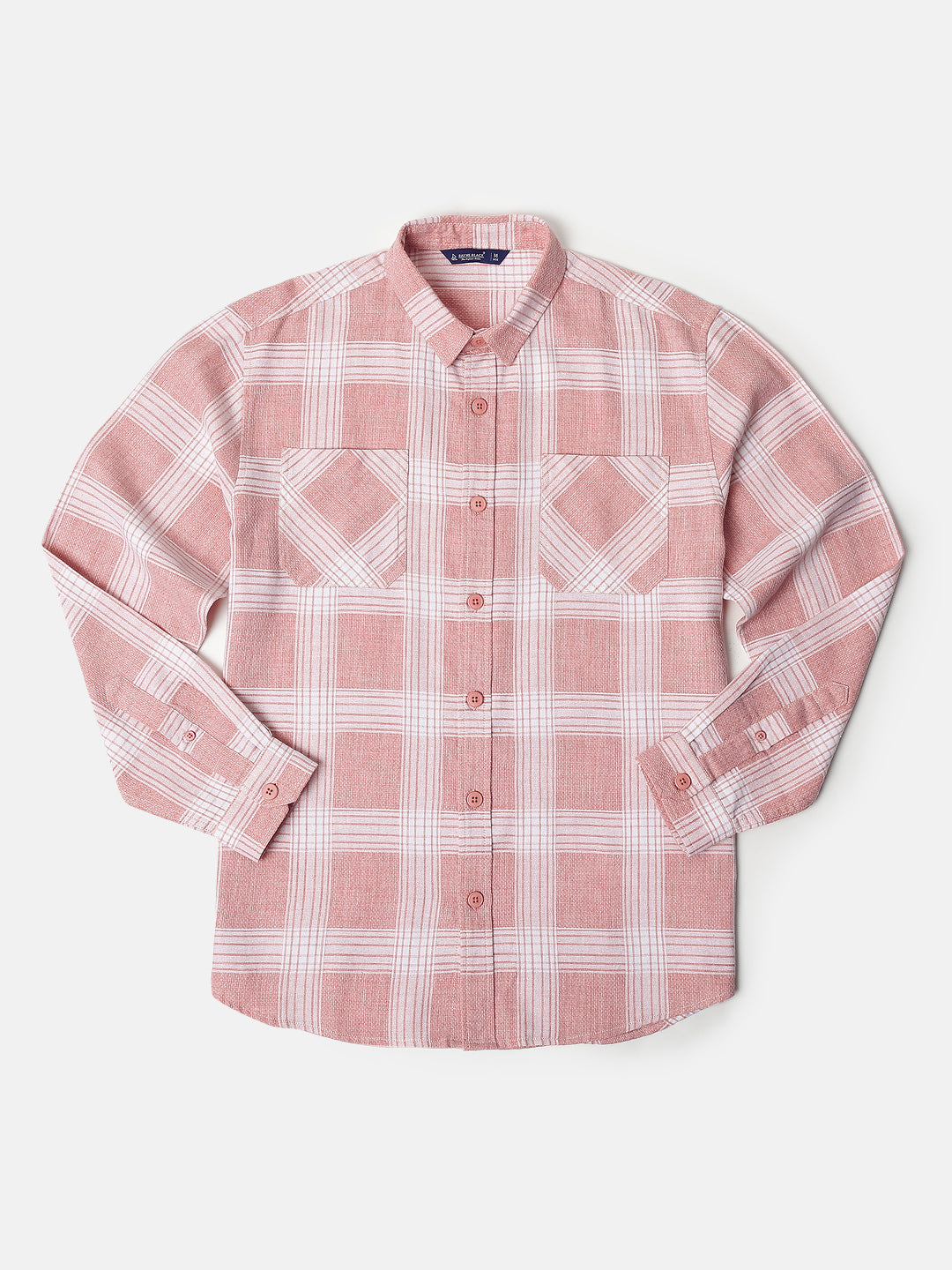 Relaxed Fit Checked Shirt in Dusty Pink