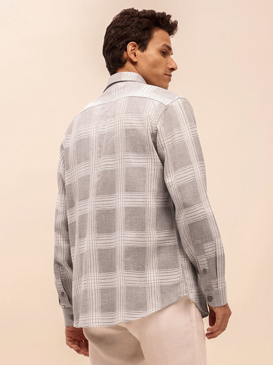 Relaxed Fit Checked Shirt in Dusty Grey