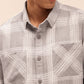 Relaxed Fit Checked Shirt in Dusty Grey