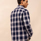 Long Sleeves Relaxed Fit Checked Shirt in Navy Blue