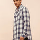 Long Sleeves Relaxed Fit Checked Shirt in White