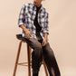 Long Sleeves Relaxed Fit Checked Shirt in White