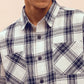 Long Sleeves Relaxed Fit Checked Shirt in White