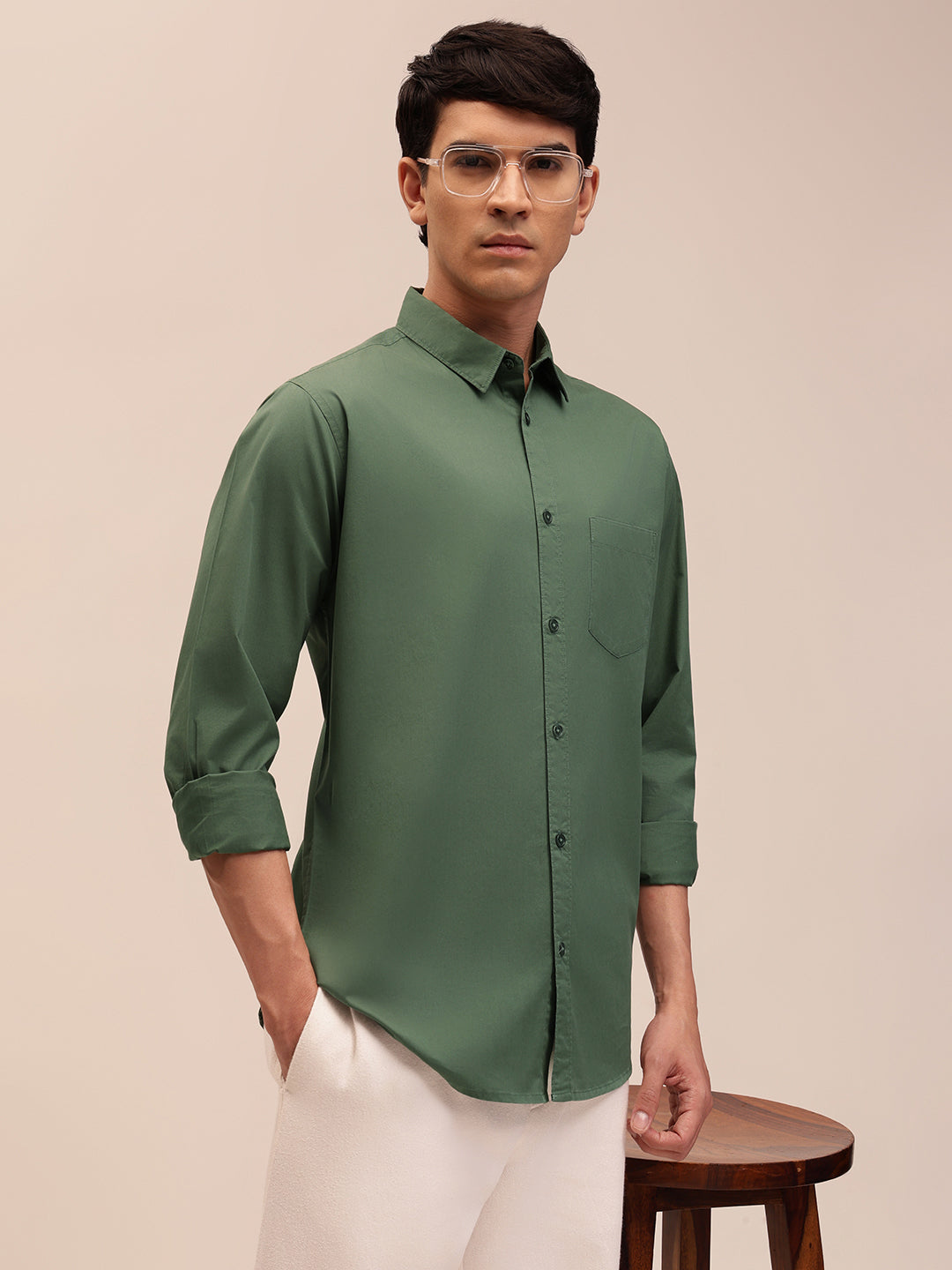 Dusty Green Casual Shirt for Men