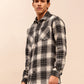 Men’s Checkered Long Sleeve Shacket in Beige