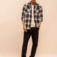 Men’s Checkered Long Sleeve Shacket in Beige