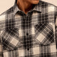 Men’s Checkered Long Sleeve Shacket in Beige
