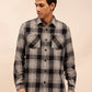 Men’s Checkered Long Sleeve Shacket in Black