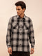 Men’s Checkered Long Sleeve Shacket in Black