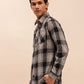 Men’s Checkered Long Sleeve Shacket in Black