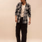 Men’s Checkered Long Sleeve Shacket in Black