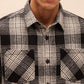 Men’s Checkered Long Sleeve Shacket in Black