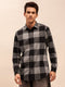 Slim Fit Black Checks Casual Shirt for Men