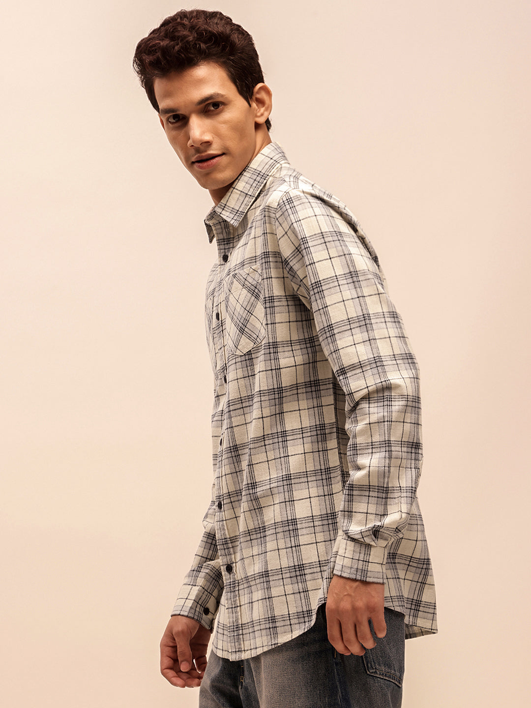 Utility Casual Shirt for Men in Beige
