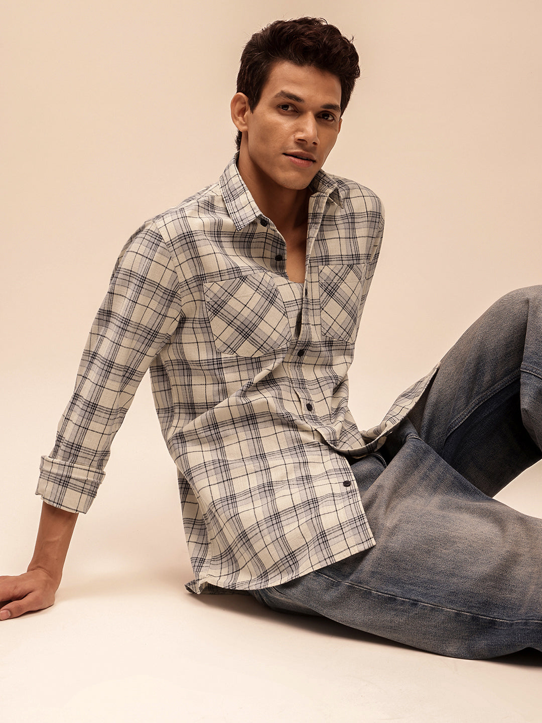 Utility Casual Shirt for Men in Beige