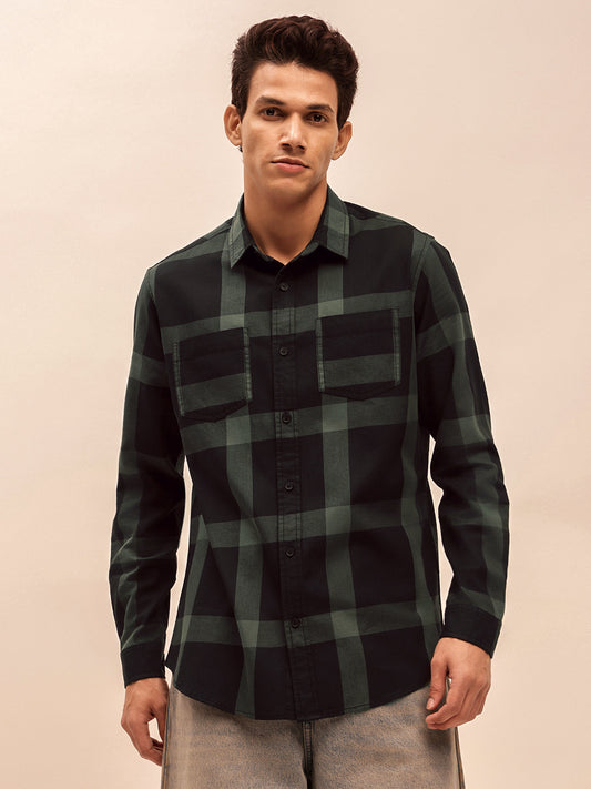 Black Checks Casual Shirt for Men