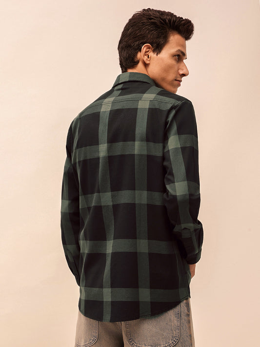 Black Checks Casual Shirt for Men