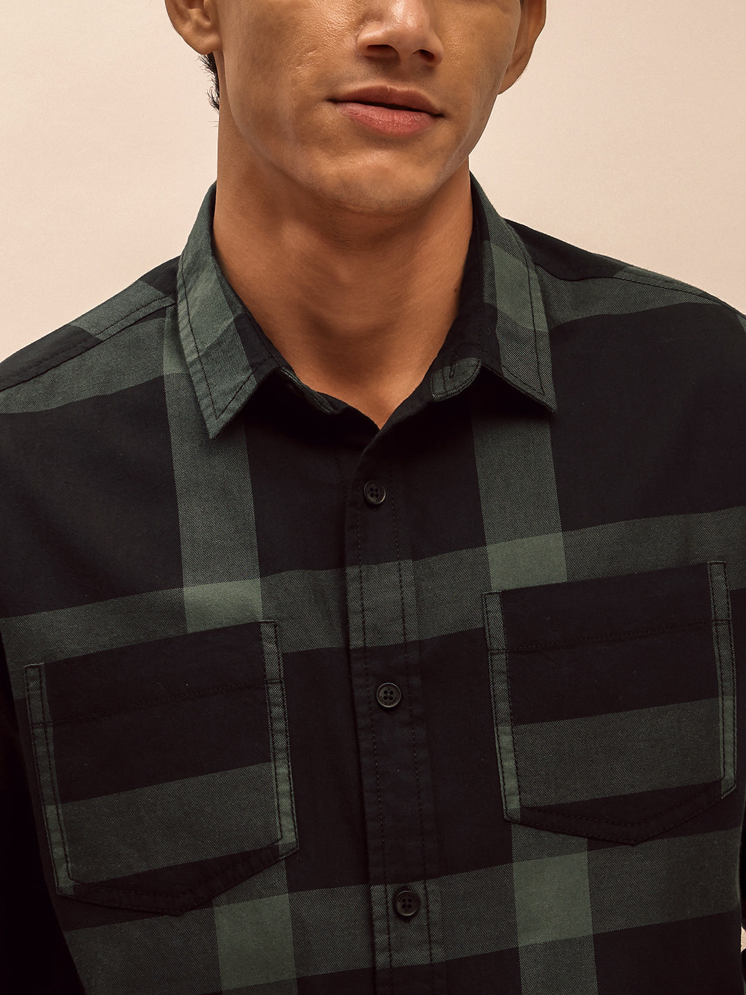 Black Checks Casual Shirt for Men
