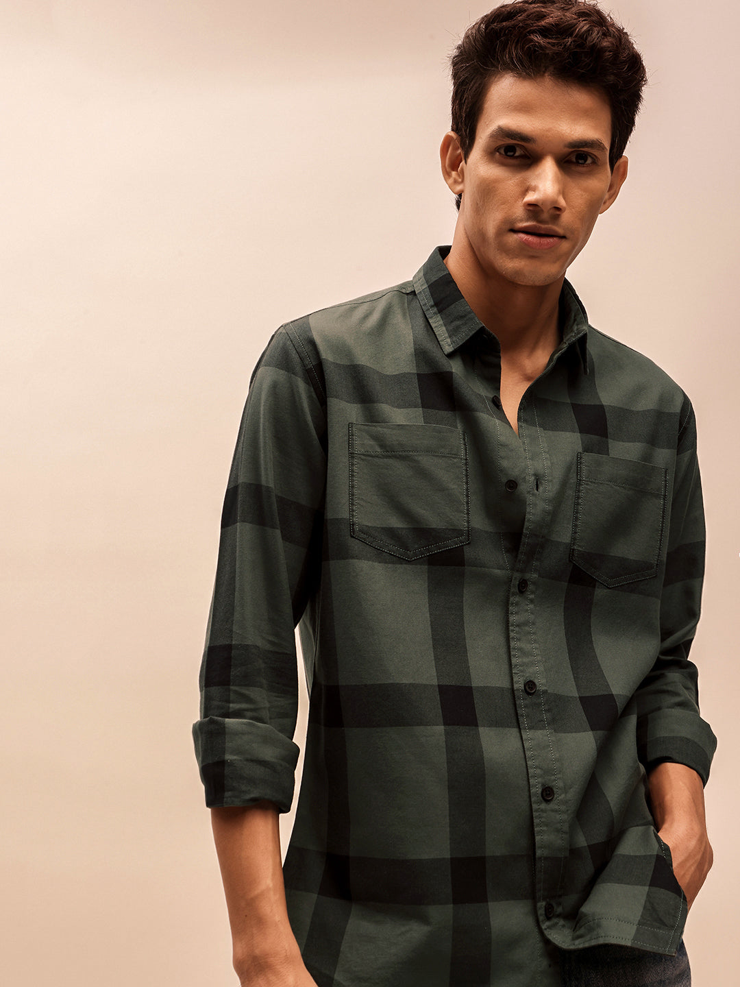 Office Casual Men’s Shirt in Olive Green