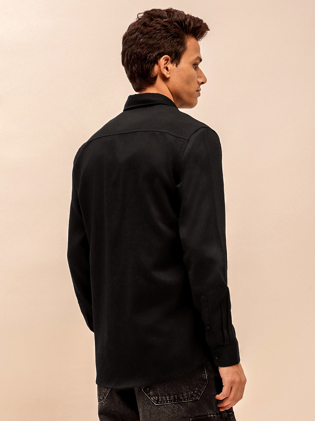 Solid Corduroy Shirt in Black