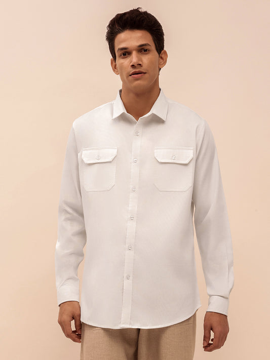 Solid Corduroy Shirt in White