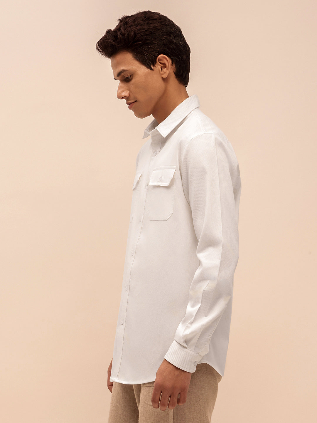 Solid Corduroy Shirt in White